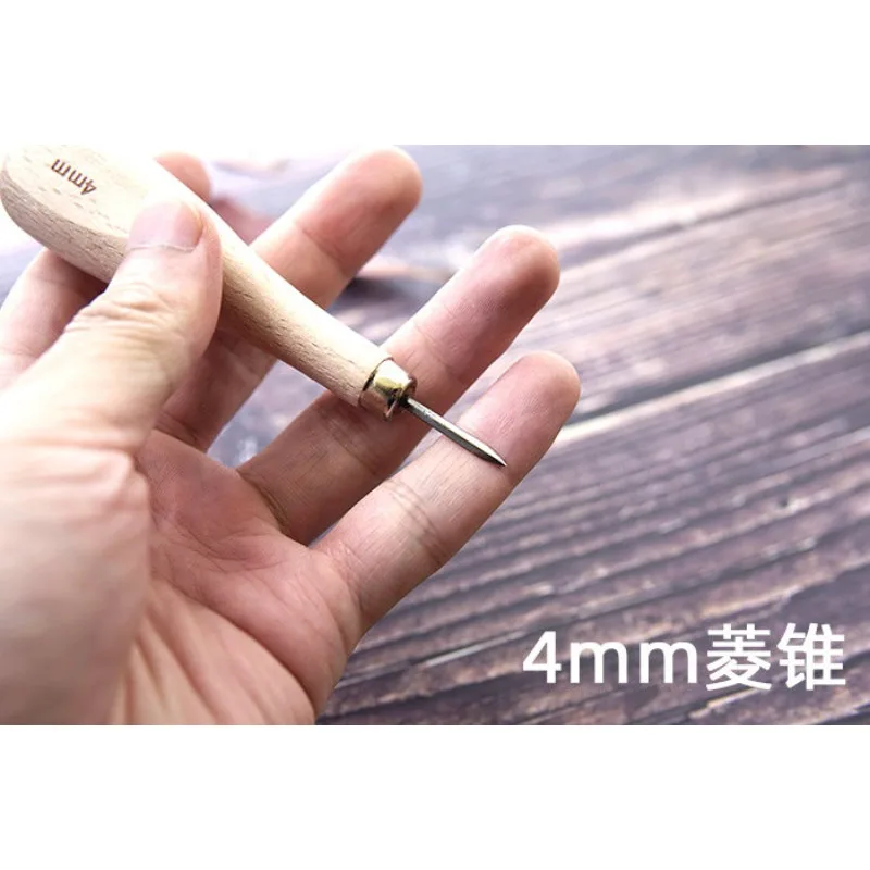 Handmade leather goods 4mm rhombus cone rhombus awl, with rhombus chop reaming perforation manual DIY tools