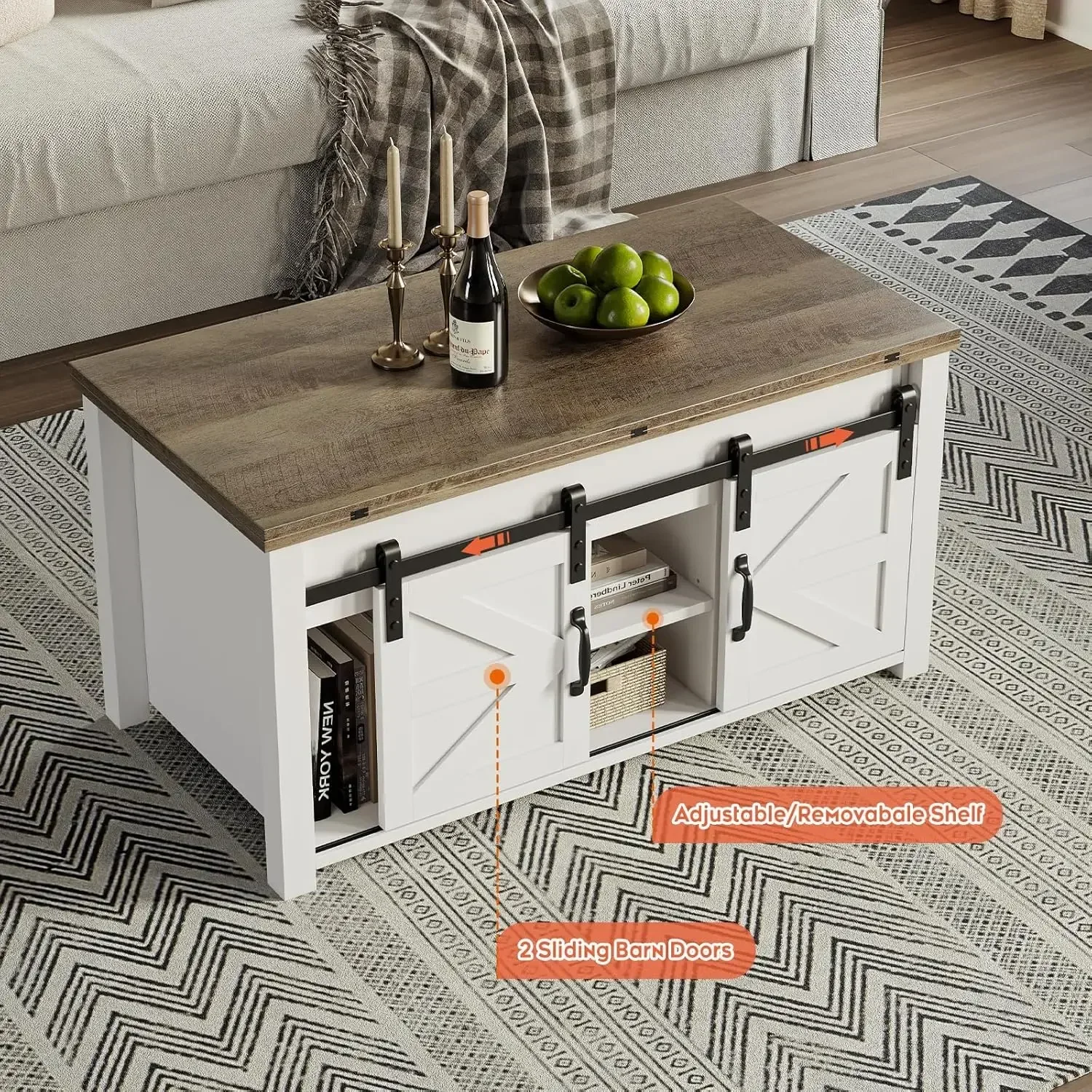 Coffee Table Lift Top, 4 in 1 Multi-Function Convertible Coffee Table with Hidden Compartment