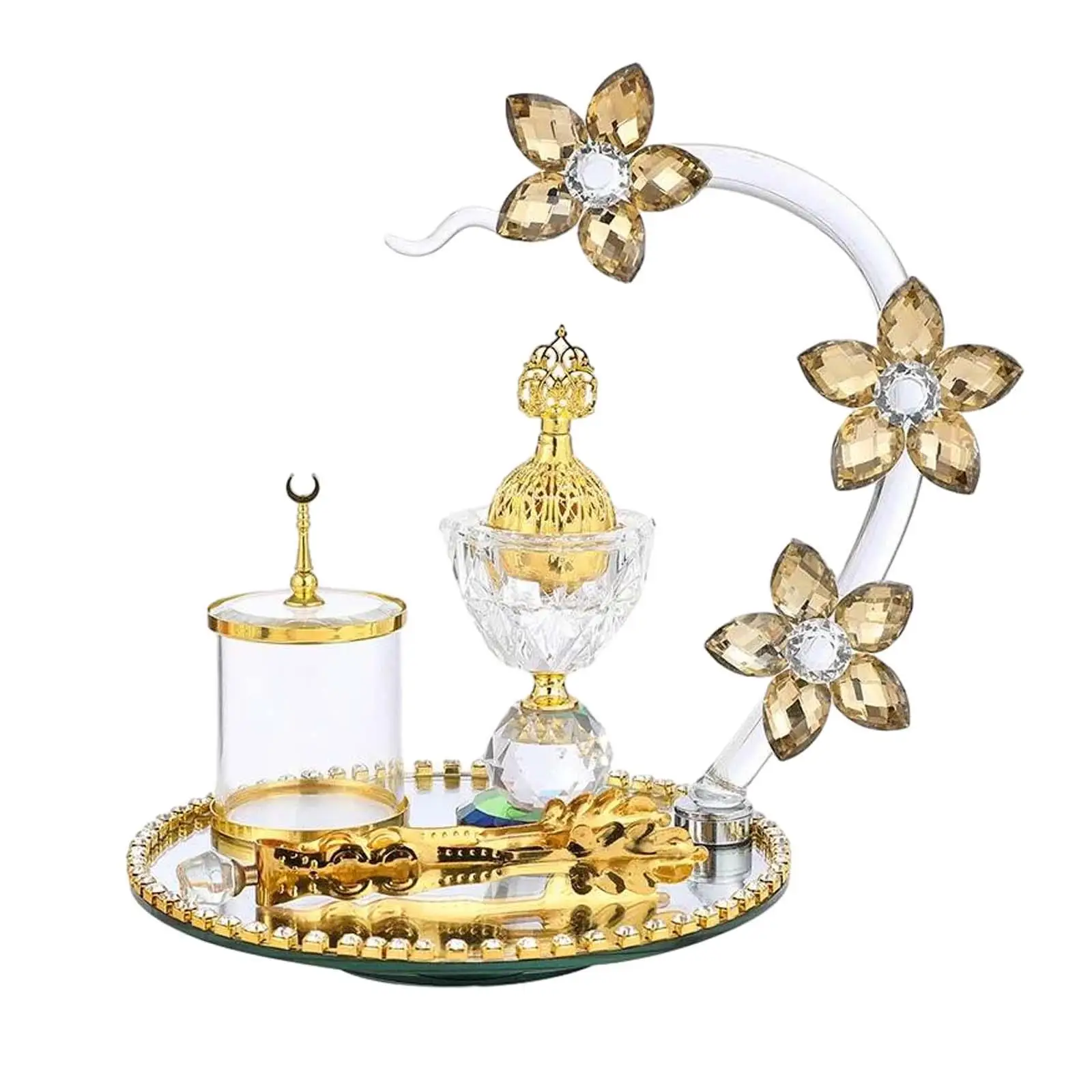 Arabian Fragrance Burner Set Fragrance Holder Tray Clip Attractive Fragrance Diffuser Censer for Desk Decor SPA Office