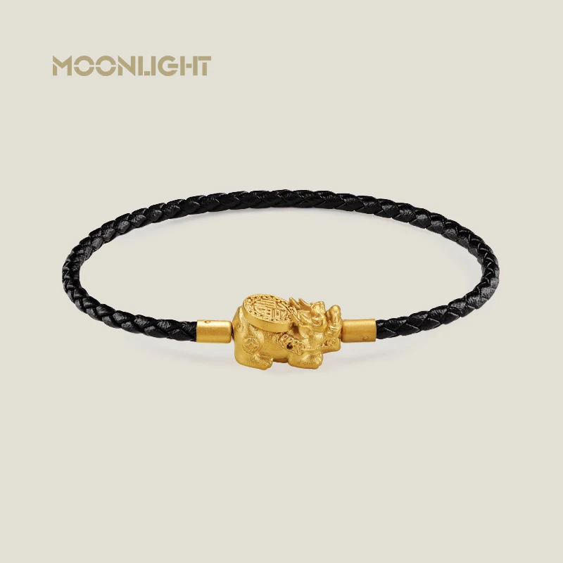 MOONLIGHT Fengshui Pixiu Bracelet Genuine Braided Leather Bracelet For Women Men Wealth Good Luck Unisex Wristband Jewelry Gifts