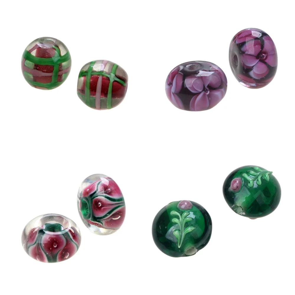 Green Color Series 6PCS/LOT Mixed Style Handmade Lampwork Glass Beads For Crafts Charm Bracelets/Earring DIY Jewelry Making