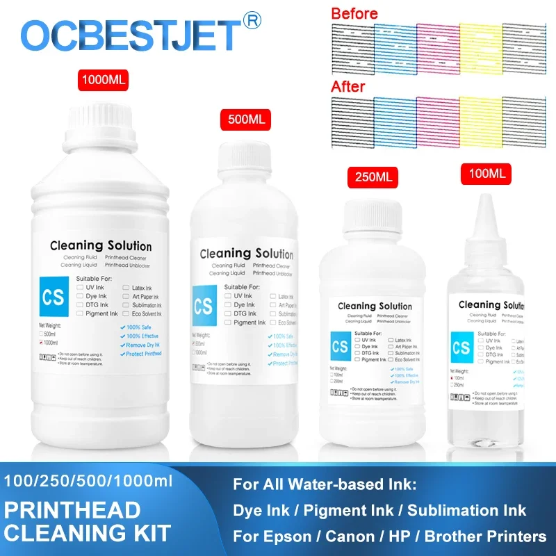 

Чистящий раствор, жидкие чернила на водной основе, очиститель печатающей головки, краска/пигмент/сублимационные чернила для принтера Epson/HP/Canon/Brother