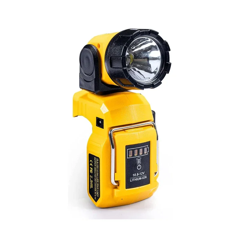 

Portable Spotlight LED Warning Light Work Lamp Flashlight USB Charger for Dewalt DCB120 10.8V 12V Li-ion Battery Yellow