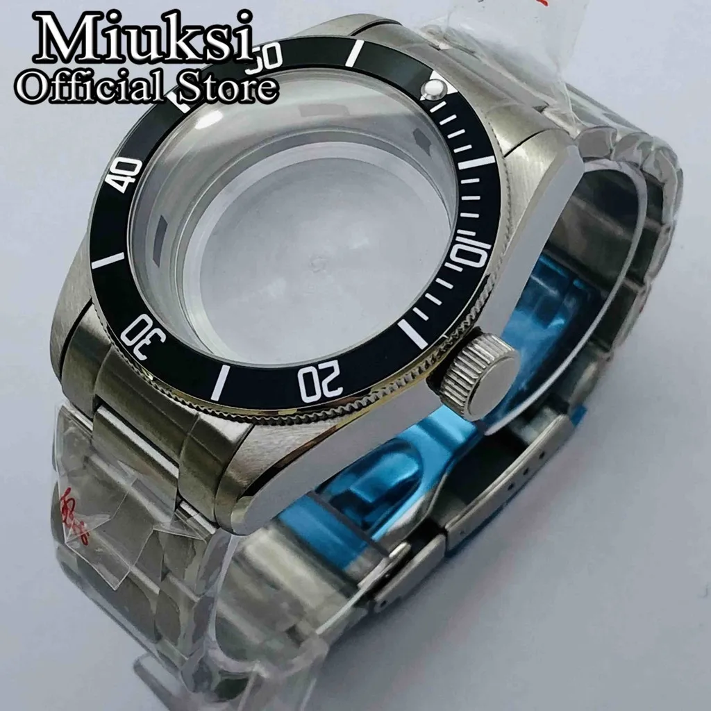 

Miuksi 41mm silver watch case sapphire glass fit NH35 NH36 ETA2824 2836 Mingzhu DG2813 3804 Miyota8205 8215 821A PT5000 movement