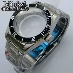 Miuksi 41mm silver watch case sapphire glass fit NH35 NH36 ETA2824 2836 Mingzhu DG2813 3804 Miyota8205 8215 821A PT5000 movement