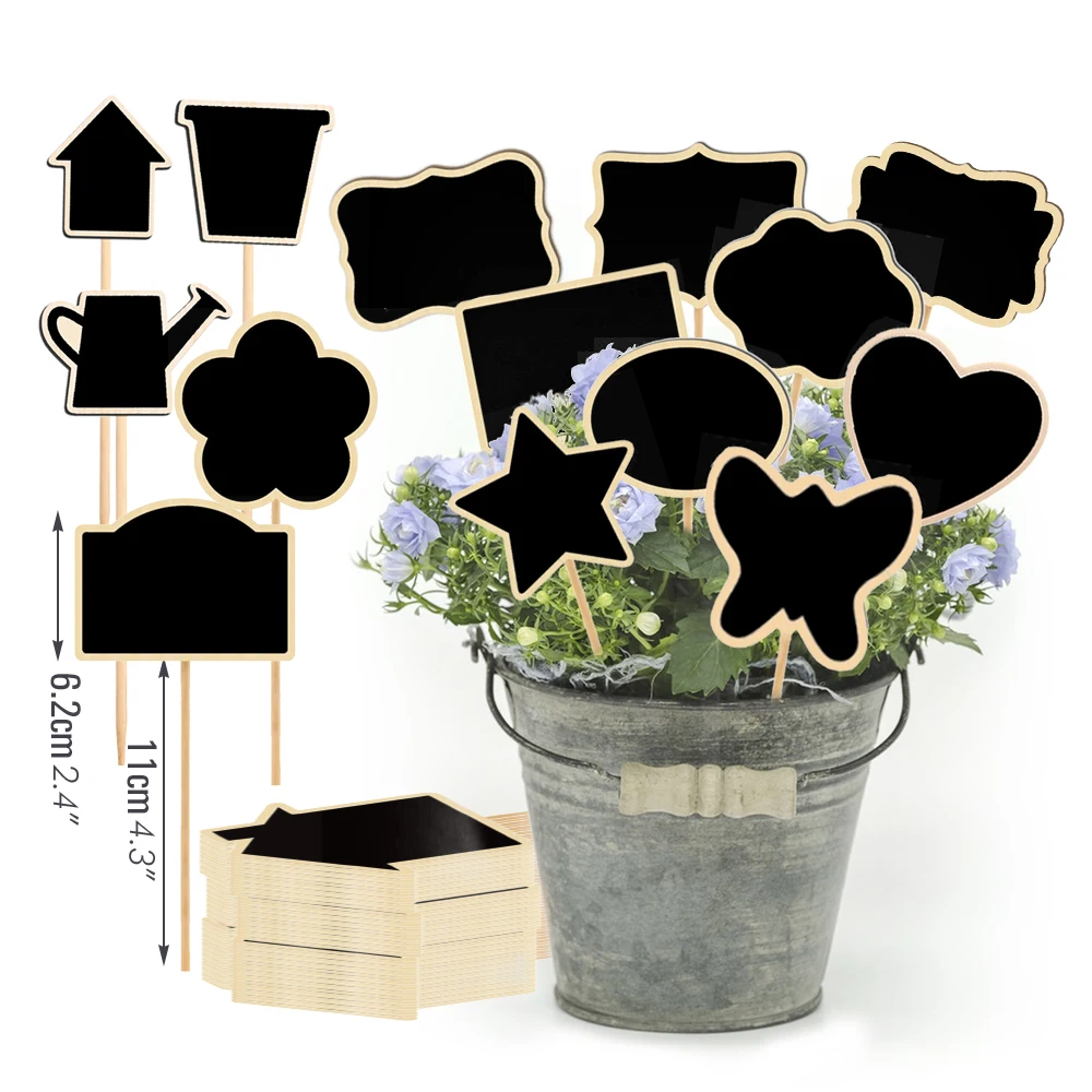 

10pcs Wood Mini Garden Plant Label Chalkboard Sign with Stake Seed Flower Pot Marker Environmentally Landing Tags Record Plate