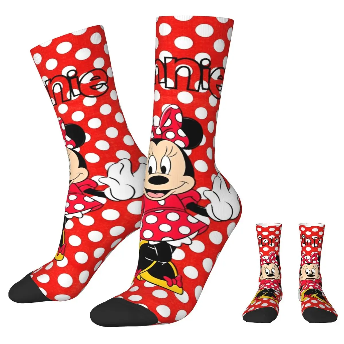 

Cute Minnie Mouse Winter Warm Colorful Men's Women'sSocks Beauty Cartoon Breathable Basketball Socks