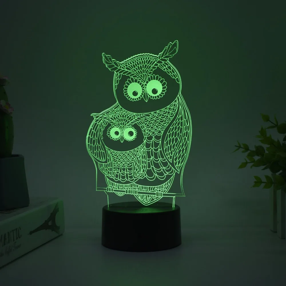 Nighdn Acrylic 3D Lamp Owl Night Light for Kids Room Touch Color Changing Nightlights Room Birthday Christmas Gifts for Toddler