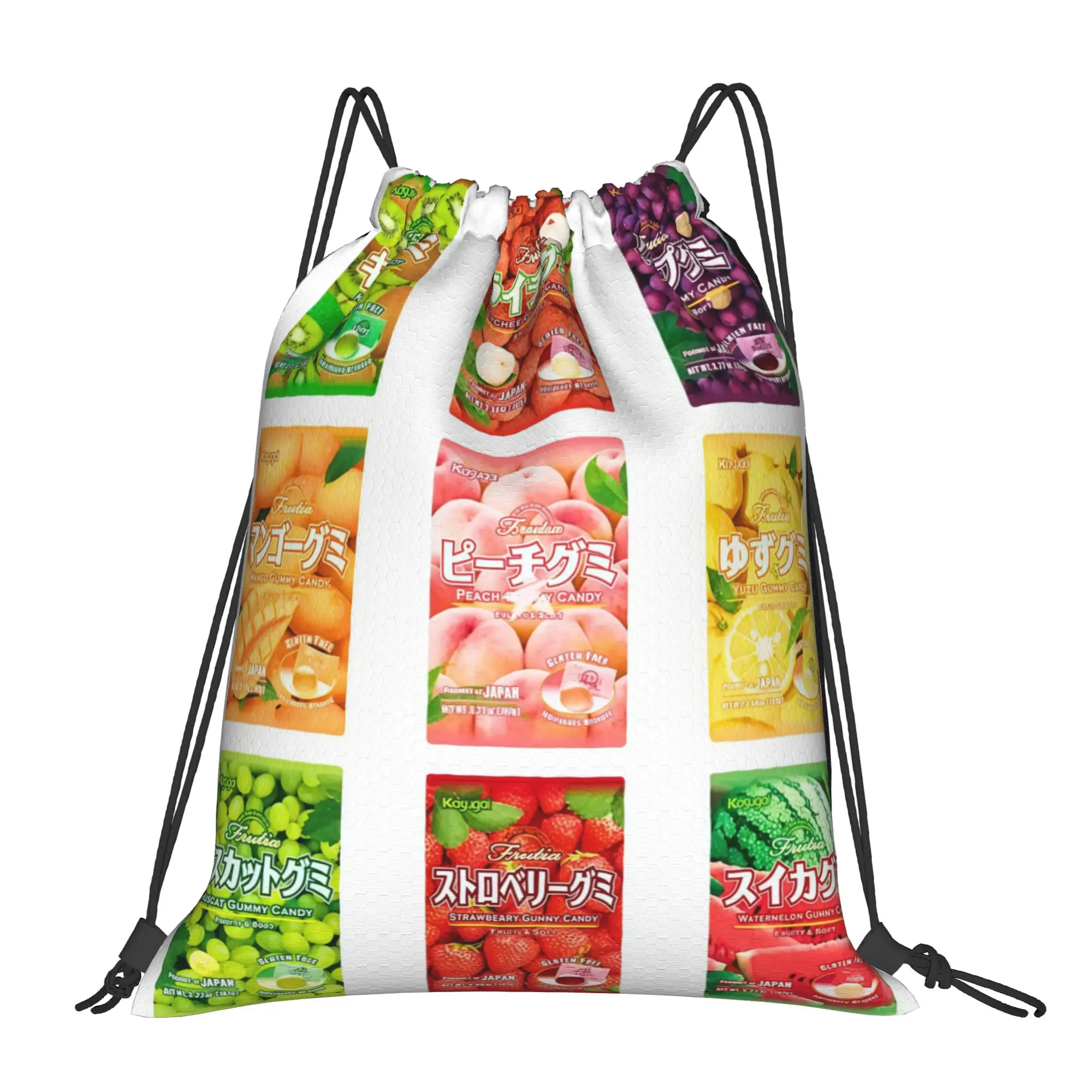 Pucchoo Japanese Fruit Gummy Flavor Portable Travel Riding Gym Drawstring Storage Sporty Backpacks