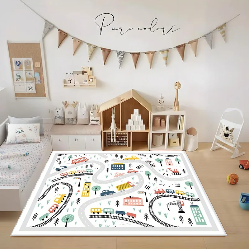 

Nordic Children Room Large Area Decorative Carpet Living Room Carpet Non Slip Washable Rug Washable Cute Cartoon Home Rug 러그