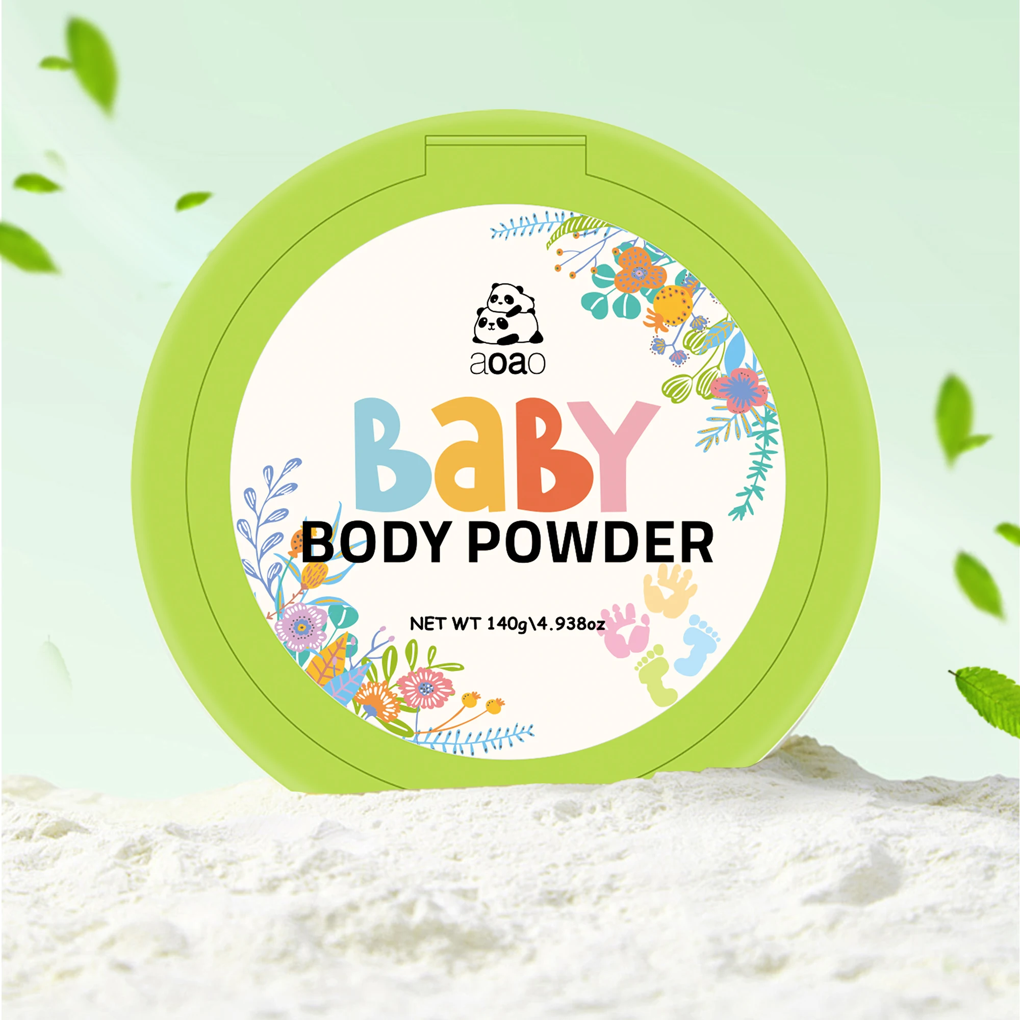Corn starch baby powder with powder puff, zinc oxide and chamomile without talcum powder, fresh and fragrant