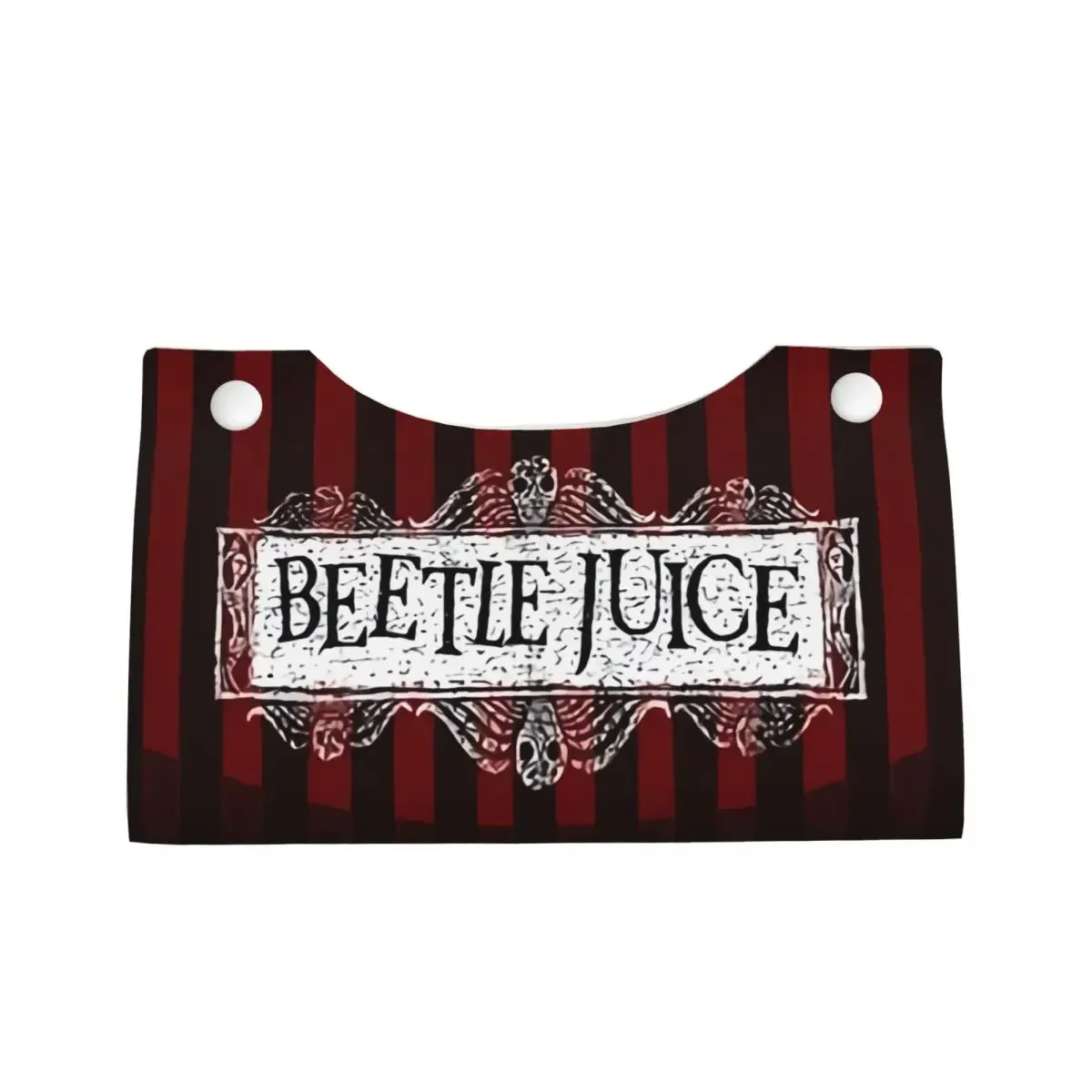 Custom Horror Beetlejuices Tissue Box Holder Rectangular Stripe Tim Burton PU Leather Facial Tissue Box Cover for Car Bathroom