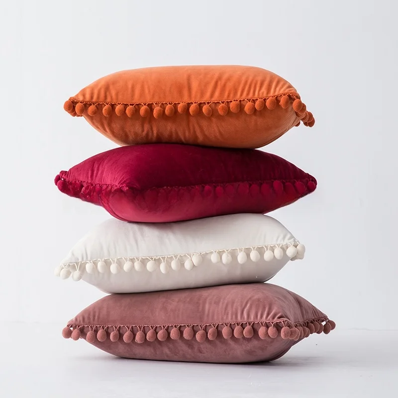 Nordic Style Pure Color Velvet Pillowcase Sofa Living Room Hotel Sample Room Cushion Cover Modern Simple Home Decorative Pillow