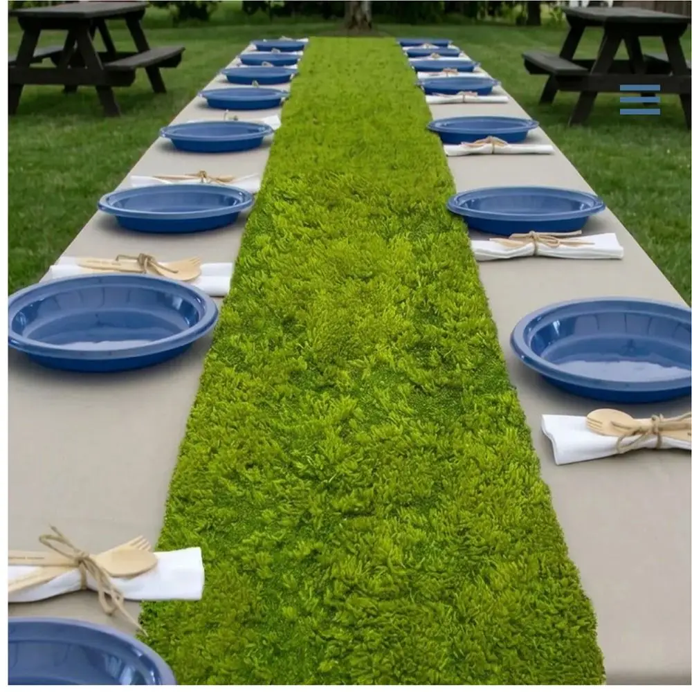 Green Artificial Grass Table Runner Width 30cm Length 120cm/180cm Turf Table Runner Scene Layout Simulation Moss Tablecloth