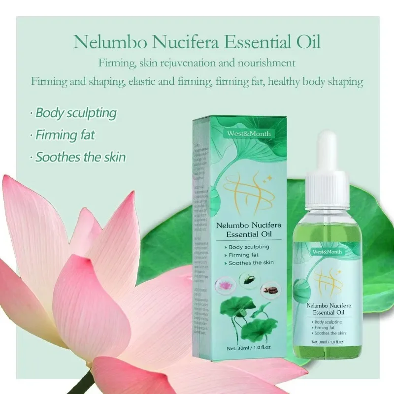 Minyak esensial pelangsing daun Lotus 30ml, minyak esensial perawatan tubuh, Serum pelangsing Nelumbo Nucifera penurun berat badan, minyak pembakar lemak tubuh