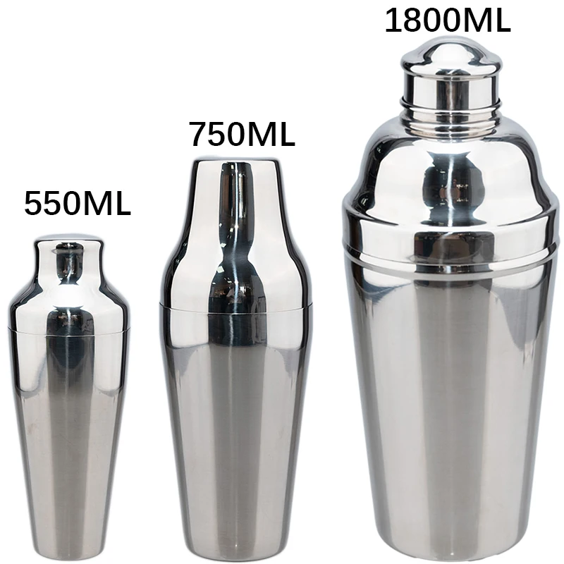 

550/750/1800ml Stainless Steel Cocktail Shaker Cocktail Mixer Wine Martini Drinking Boston Style Shaker Party Bar Tools