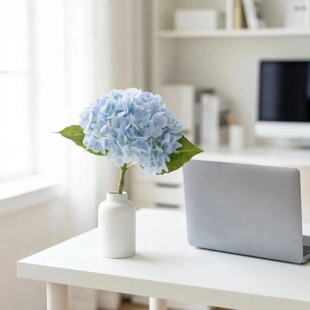Hydrangea Macrophylla Artificial Hydrangea Flower Green Leaf Real Touch Simulation Colorful Hydrangea Handmade Luxury