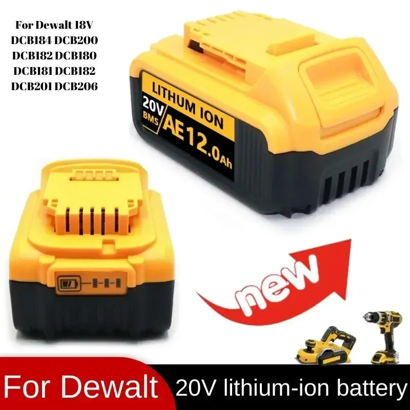 Upgraded Long-lasting Rechargeable Batteries for DeWalt, DCB205 DCB201 DCB203 Battery Compatible, 20V 12.0Ah Li-ion Replacement