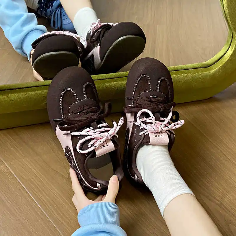 أحذية نسائية ذات ارتفاع كبير ونعل كبير أحذية نسائية بدون كعب أحذية رياضية طويلة أحذية رياضية جديدة ذات علامة تجارية عالية للمدرسة #2