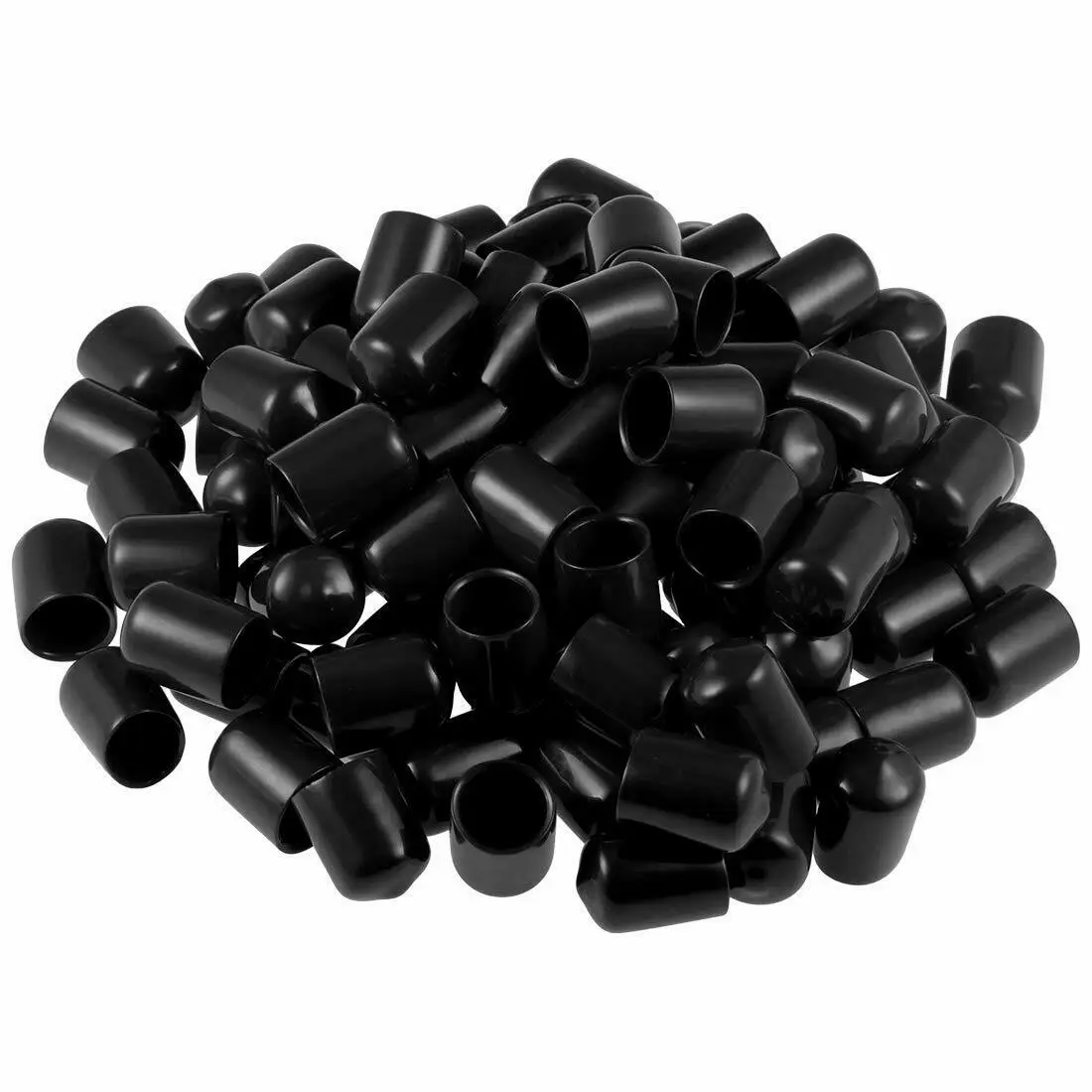 50PCS Black Vinyl Rubber Round End Cap PVC Plastic Cable Wire Waterproof Cover Steel Pole Tube Pipe Thread Protection Caps