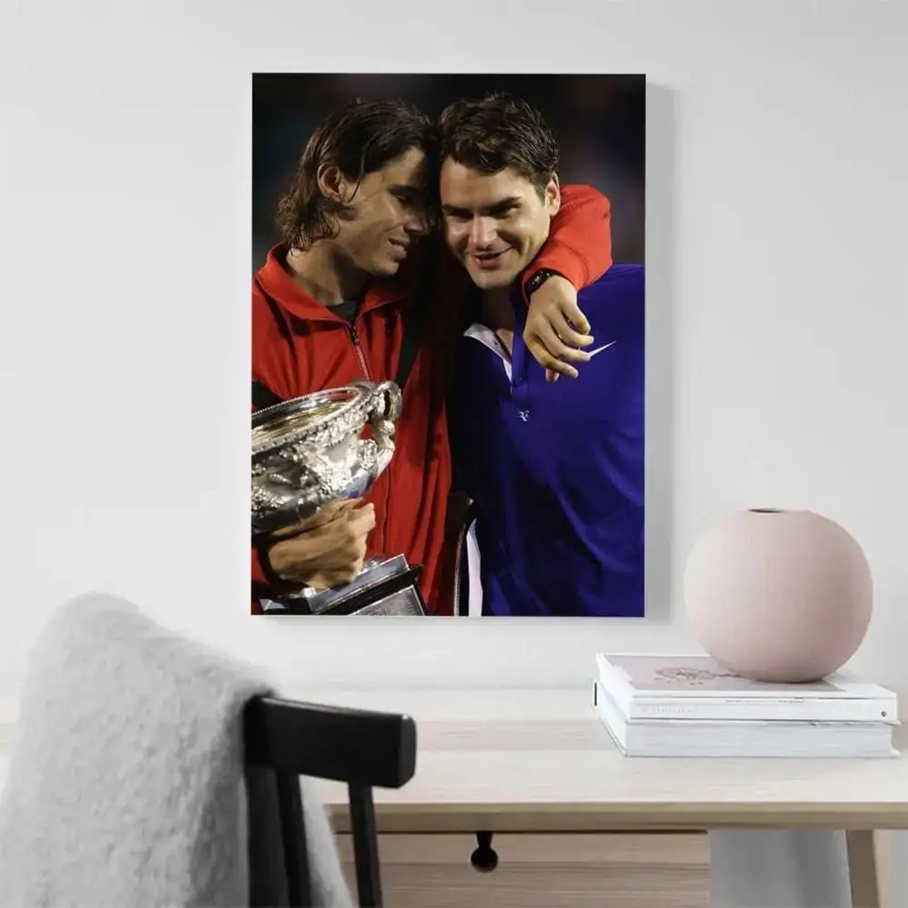 لاعبي التنس الشهير روجر فيدرر رافائيل نادال ملصق ذاتي اللصق الفن ورق مقاوم للماء ملصق المنزل بار غرفة جدار ديكور