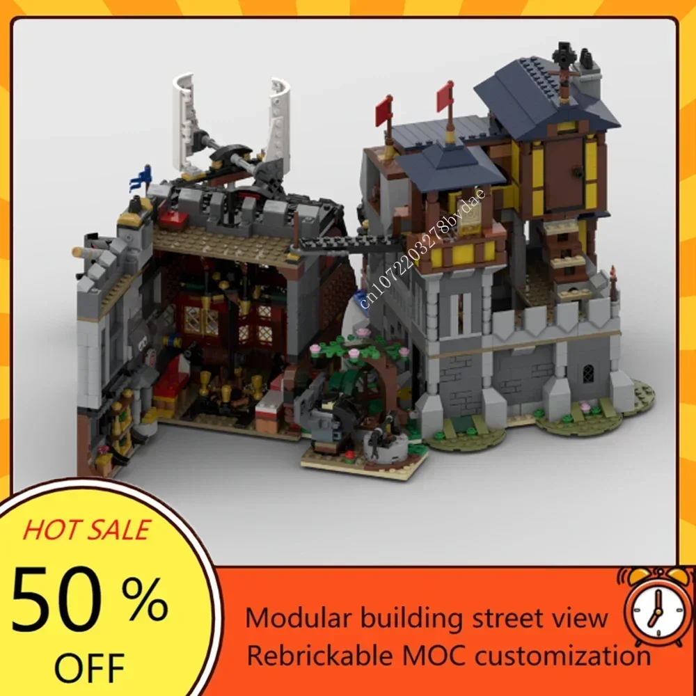 2284PCS Castle Port e Pirate Tavern MOC creativo medievale fortezza modello Building Blocks architettura assemblaggio giocattoli fai da te regali