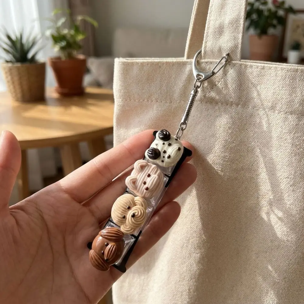 Pressable 4 Key Mechanical Keychain Finger Button Dessert Shape Food Miniature Fidget Keycap Finger Interactive Simulation Food