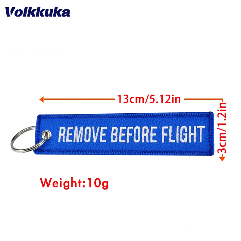 1PC 2PCS 3PCS Set Sale Both Sides Embroidery Motorcycle White Letters Remove Before Flight Blue Tag Keychain Bag Accesorios