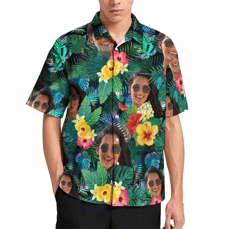 Camisas florales de aguacate y hoja de palma para hombres, ropa personalizada, impresión 3D, camisa de playa hawaiana y2k, Top de los 90, ropa