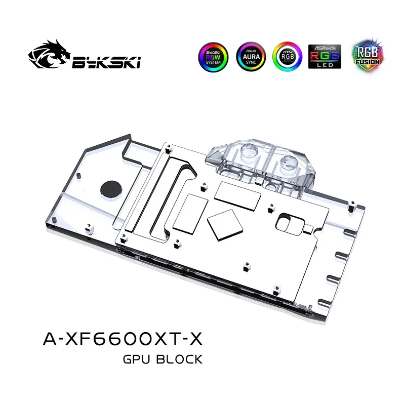 Bykski GPU Block for XFX Radeon RX 6600XT Speedster Merc / V2 OC , Full Cover Liquid Cooler GPU Water Cooling / A-XF6600XT-X
