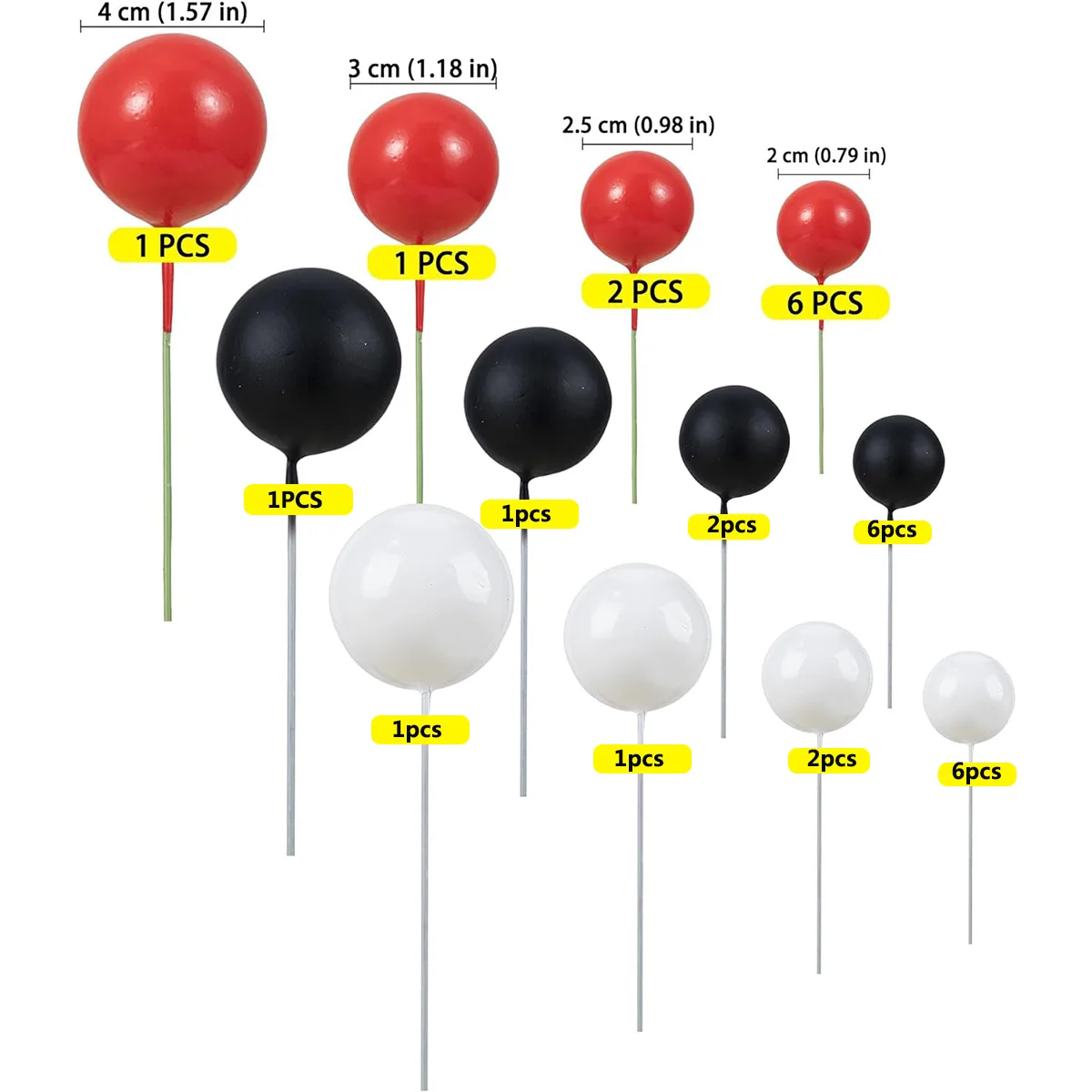 Ball Kuchen Topper Dekorationen Mini Luftballons Kuchen Topper Schaum Bälle Kuchen Für Hochzeit Party Geburtstag Kuchen Dekorieren Rot Schwarz Weiß – Detail 2