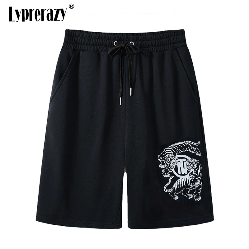 Lyprerazy Chinese Style Tiger Embroidery Shorts Men's Summer Casual Cotton Shorts