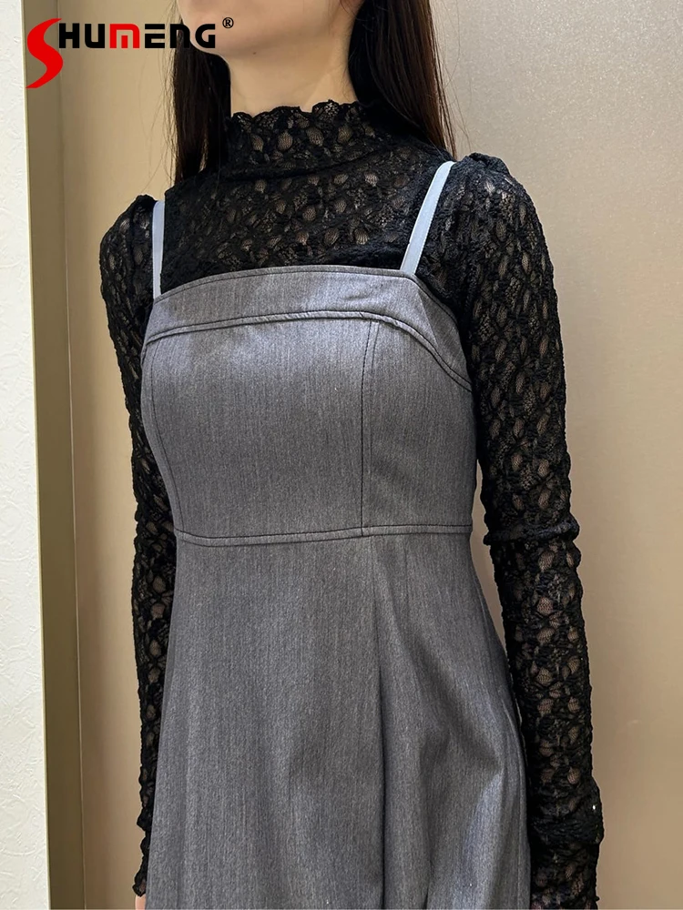 

2025 Spring and Autumn Japanese Style Sweet Fashion Lace T-Shirt 2-Piece Set Women's Slim Fit Elegant Bottoming Pullover Tops