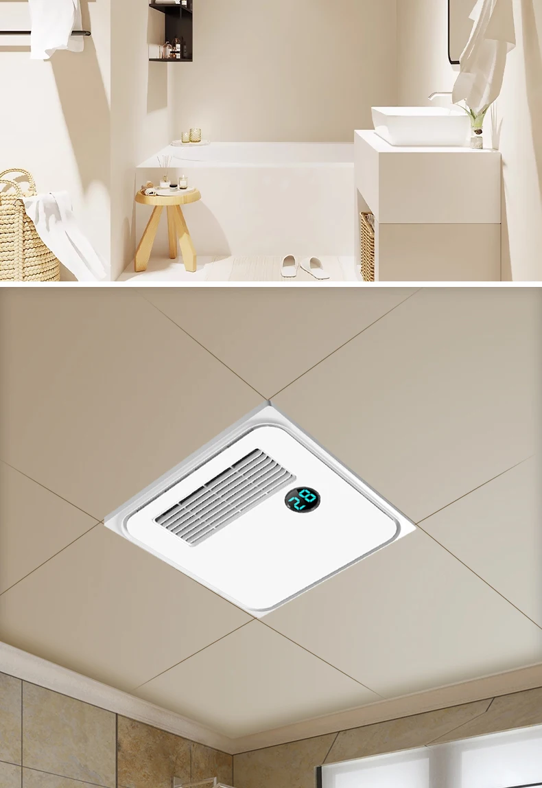 مروحة عادم مثبتة على السقف 220 فولت ومجموعة إضاءة لتدفئة الحمام مع ديكور متكامل لألواح الجبس