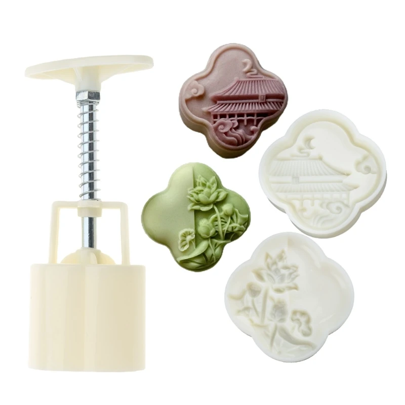 MidAutumn Festival Mooncake Maker Palaces Flower Mooncake Mold Cookie Stamps