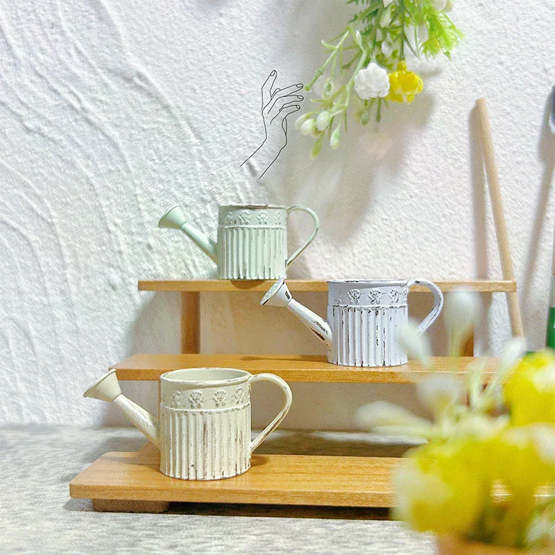 

DIY Doll House Accessories 1:12 Dollhouse Miniature Alloy Watering Can Mini Lace-less Sprinkler Garden Scene Decor Toy Model