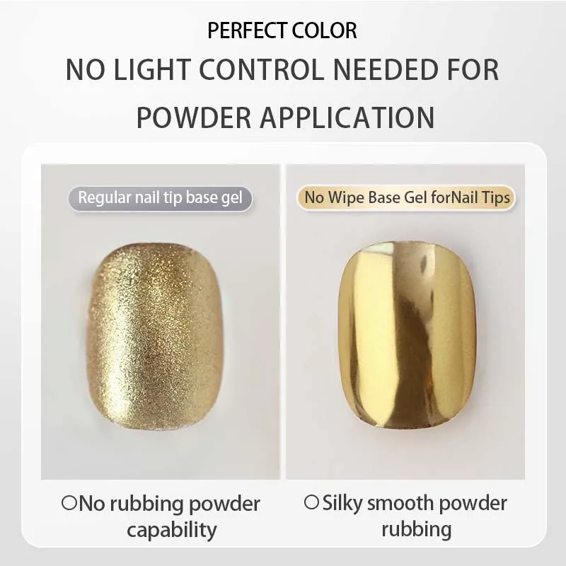 Esmalte de base de cor perfeita 16ml 3 em 1, revestimento de base de gel, cola para pontas de unhas e pó cromado para esfregar