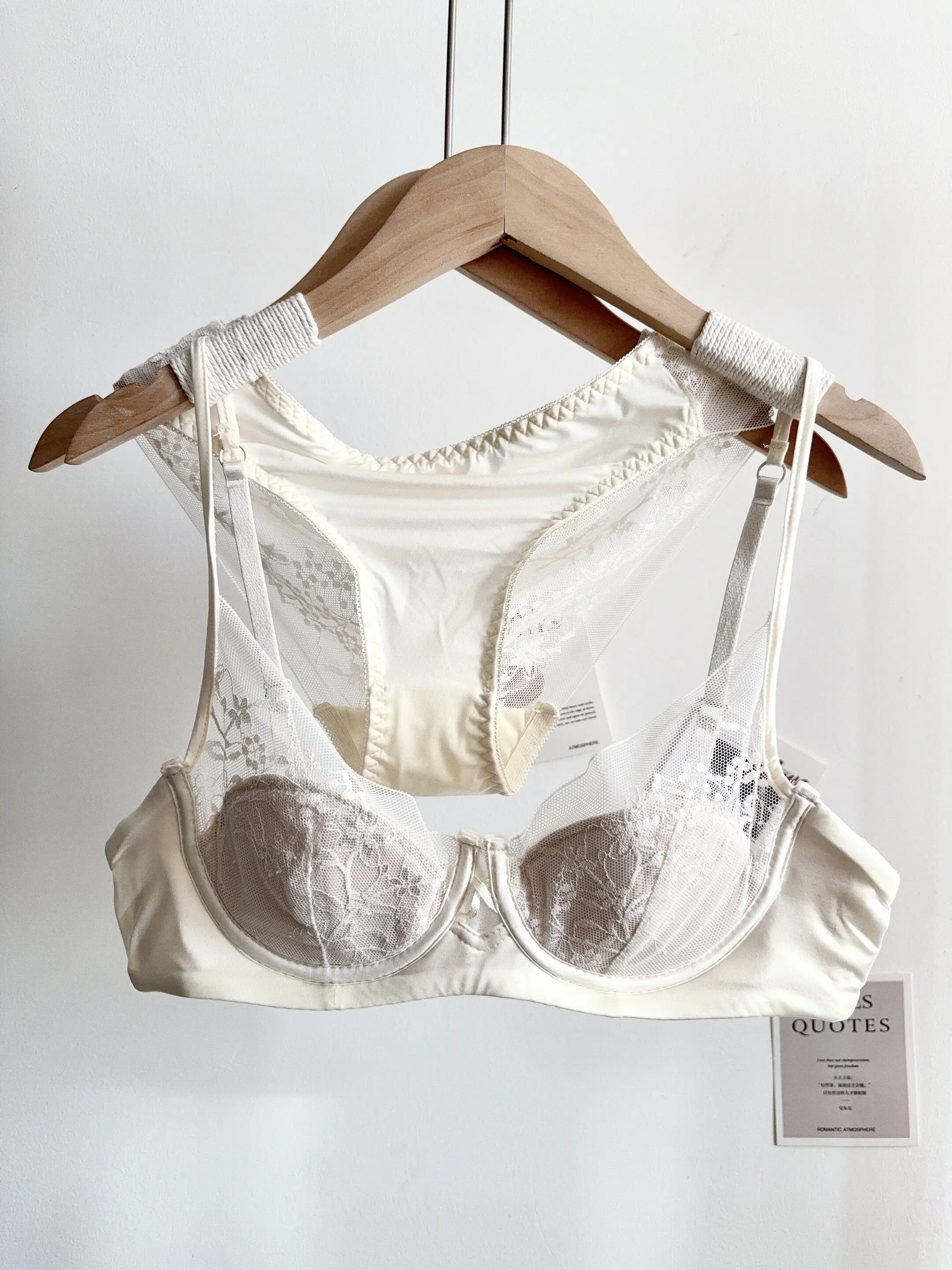 Conjunto de Lencería de Encaje Cómodo para Mujer, Sujetador con Aros Suaves, Copa Delgada, Push-Up, Transpirable, Ropa Interior para Mujeres con Busto Pequeño