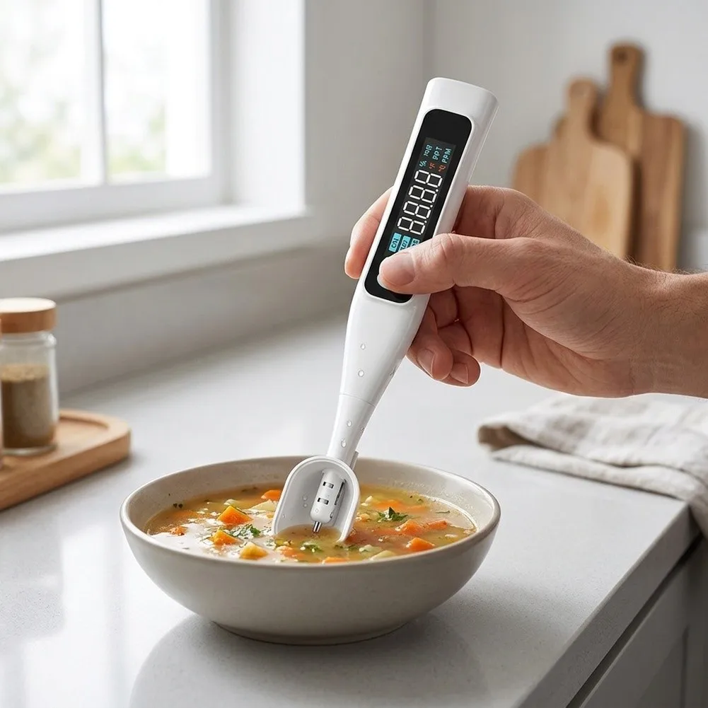 Digital Salinity And Temperature Meter Fast Reading Food Safe Probe With Backlit Display For Kitchen Soup Brine Testing Tool