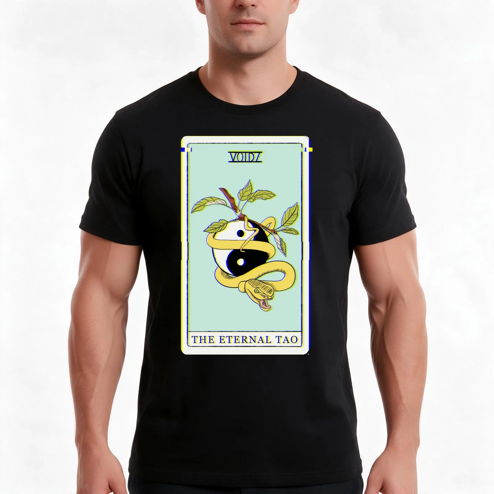 The Eternal Tao Tarot Card -Glitch version T-Shirt, Summer Casual Cotton Tee, Oversized Streetwear Tops, Vintage Graphic Print