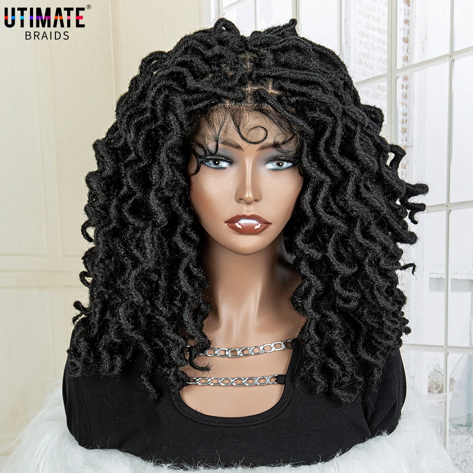 

Synthetic Braided Wigs Full Lace Short Bob Wig for Women African Water Wave Knotless Locs Braiding Wigs Curly Dreadlocks Wigs