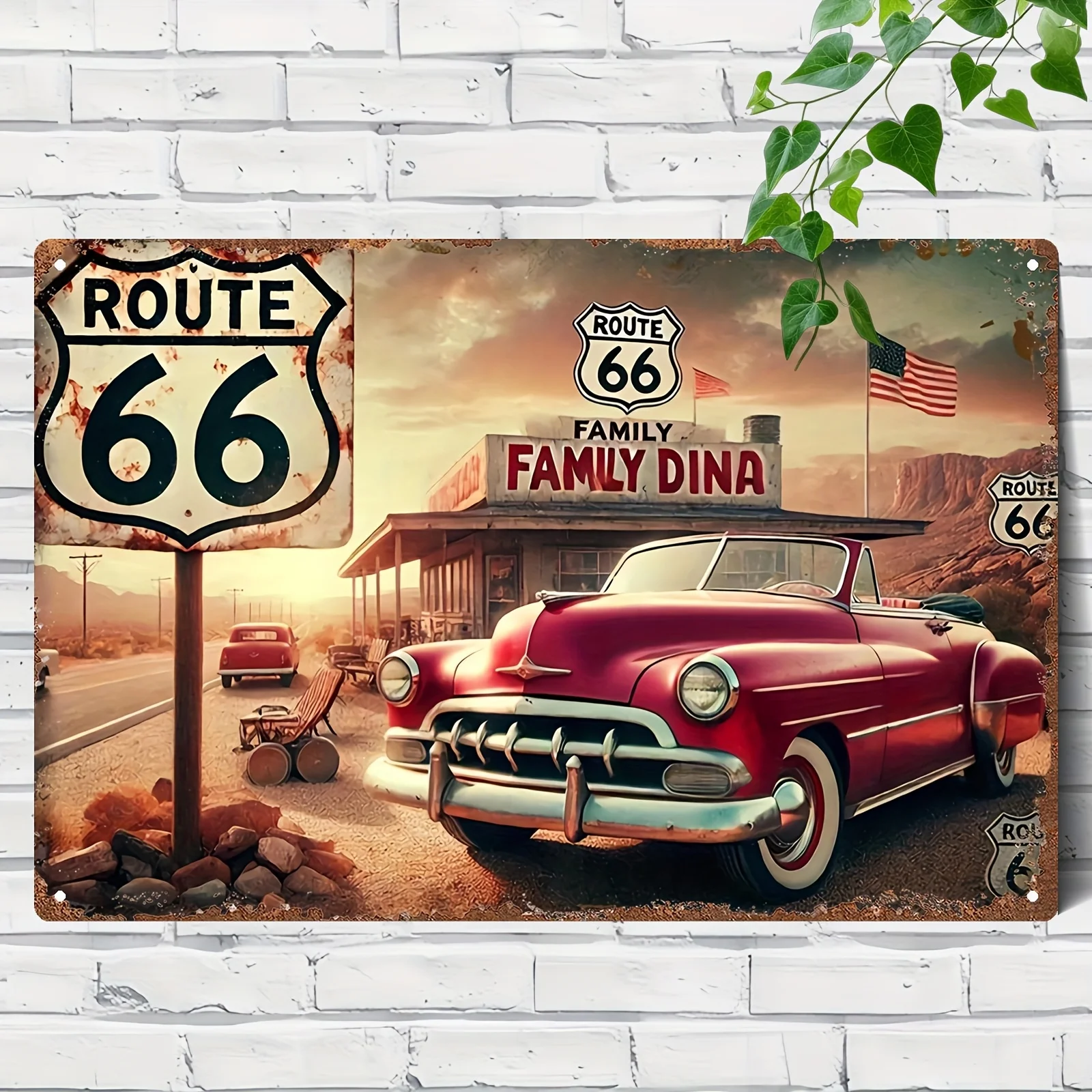 1 pieza de cartel de madera retro plano en 2D de la 66th Road. Decoración de pared DINA. Adecuado para espacios exclusivos para hombres y bares.