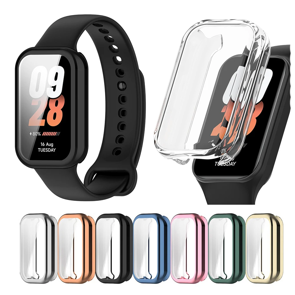 تبو حالة واقية مطلي بالكهرباء ل شاومي باند 8 ، قذيفة حماية كاملة نشطة ل ريدمي باند 2