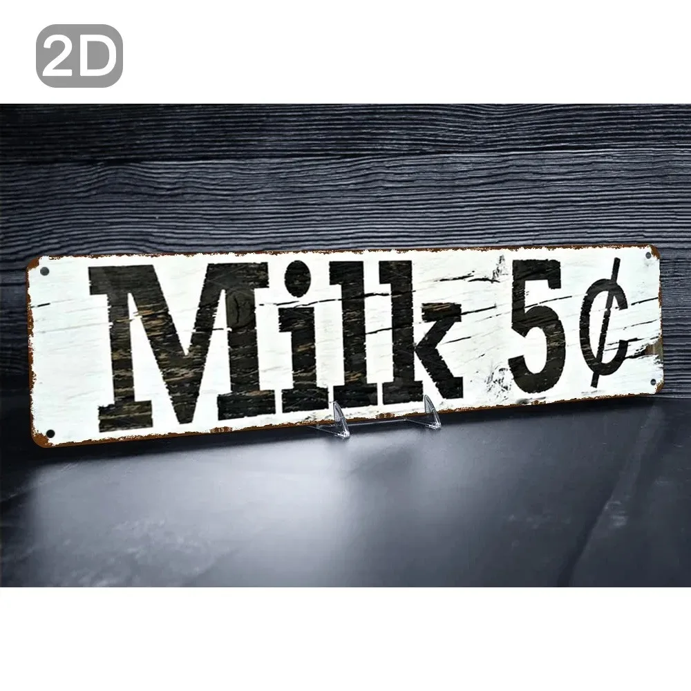 2D Flat Milk 5 Cents Retro Metal Sign,Customizable Wall Art,Mother's Day Gift,Decoration‑Only