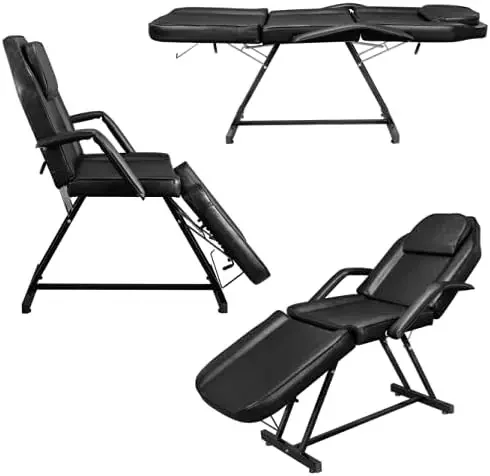 Massage Salon Tattoo Chair Esthetician Bed with Hydraulic Stool,Multi-Purpose 3-Section Facial Bed Table, Adjustable Beauty