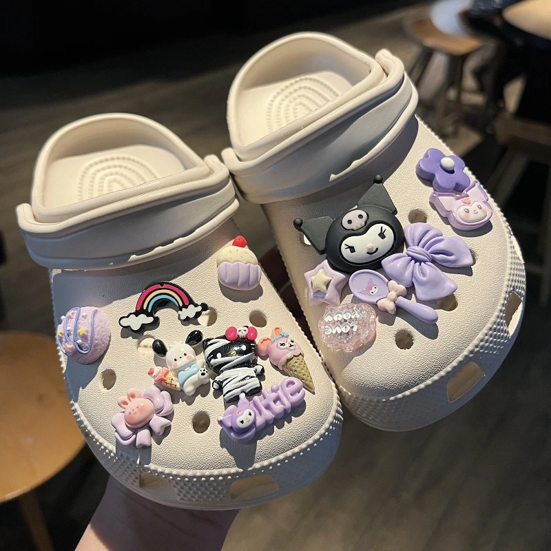 

Sanrio Kuromi Rainbow Hearts Shoes Charms Ice Cram Candy Shoe Accessories for Girls Summer Shoes DIY Gift Hole Shoes Decoration