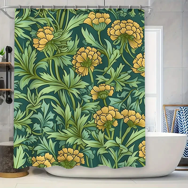 

Очаровательная зеленая занавеска для душа с цветочным принтом, красивый узор, декор для ванны для вашего дома