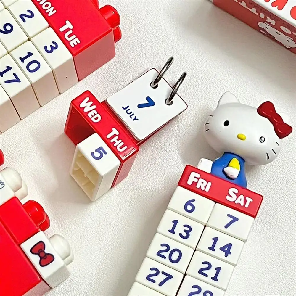 Kawaii Hello Kittys Creative Assembly Block Building Calendar Set Cute Cartoon Doll calendario da tavolo fai da te Kids Puzzle Toy Gifts