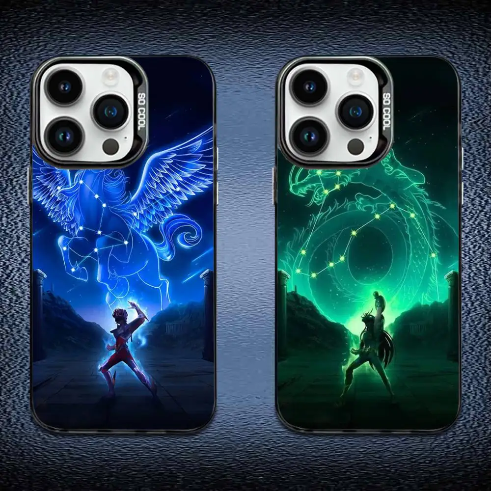 

S-Saint Seiya Knights Phone Case For iPhone 16,15,14,13,12,11,Mini,Pro,E,MAX Black Candy Matte Shockproof Cover
