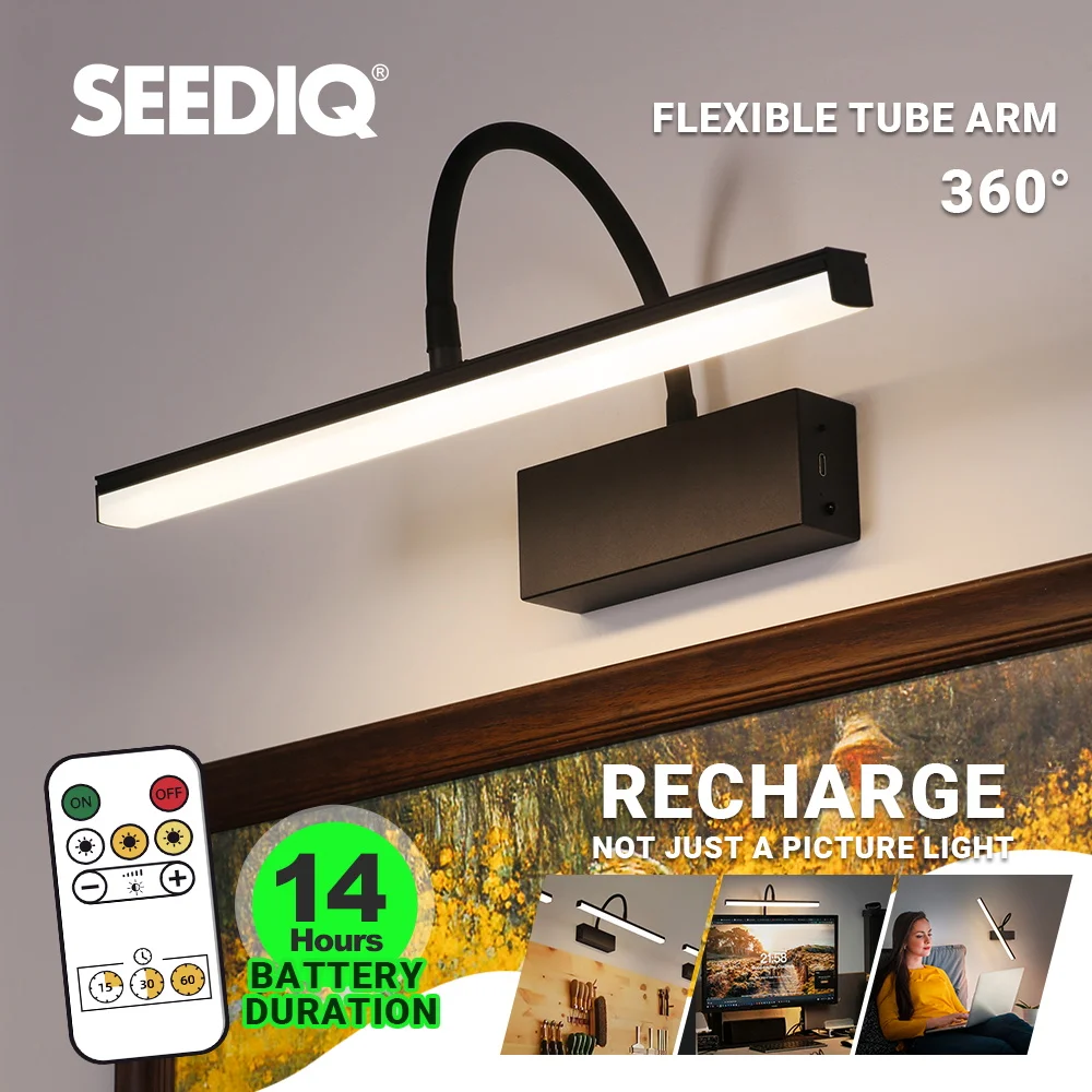 lampada de parede led recarregavel flexivel ajustavel parede luminarias luz de imagem sem fio preto sconce interno 40cm 01